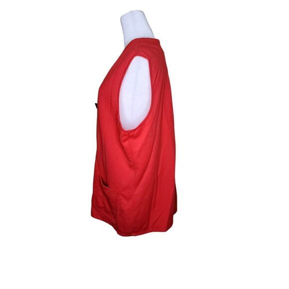 Vintage 70s Plus Size Button Vest Womans Size 2XL Red Pockets Toggle Buttons - Picture 6 of 8